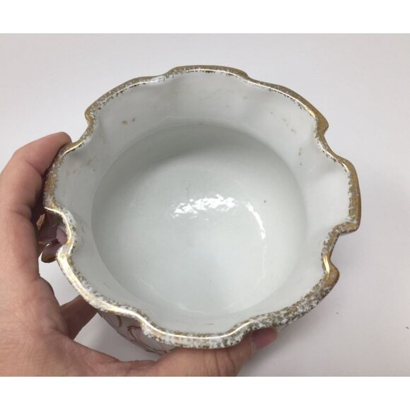 Vintage 3 Legged Lefton China Hand Painted Bowl/Planter Marked 50441 - Picture 8 of 10